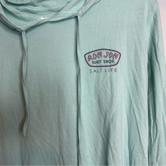 Salt Life Ron Jon Distressed Free Flowing Long Sleeve Hooded Shirt Womens size L - Picture 2 of 6